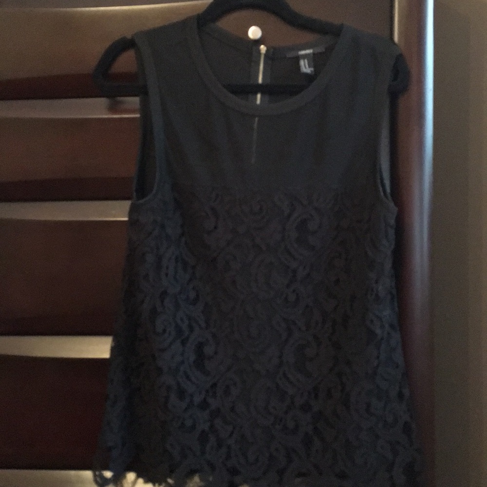 Black lace/ sheer top blouse sleeveless
